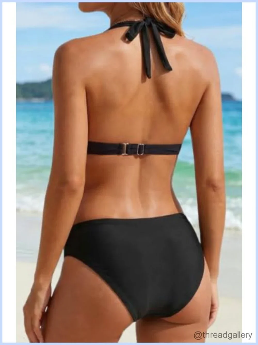 Halter Push Up Bikini Two Piece Criss Cross with Tummy Control